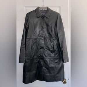 Classic Black Wilson Leather Button-Front Coat
